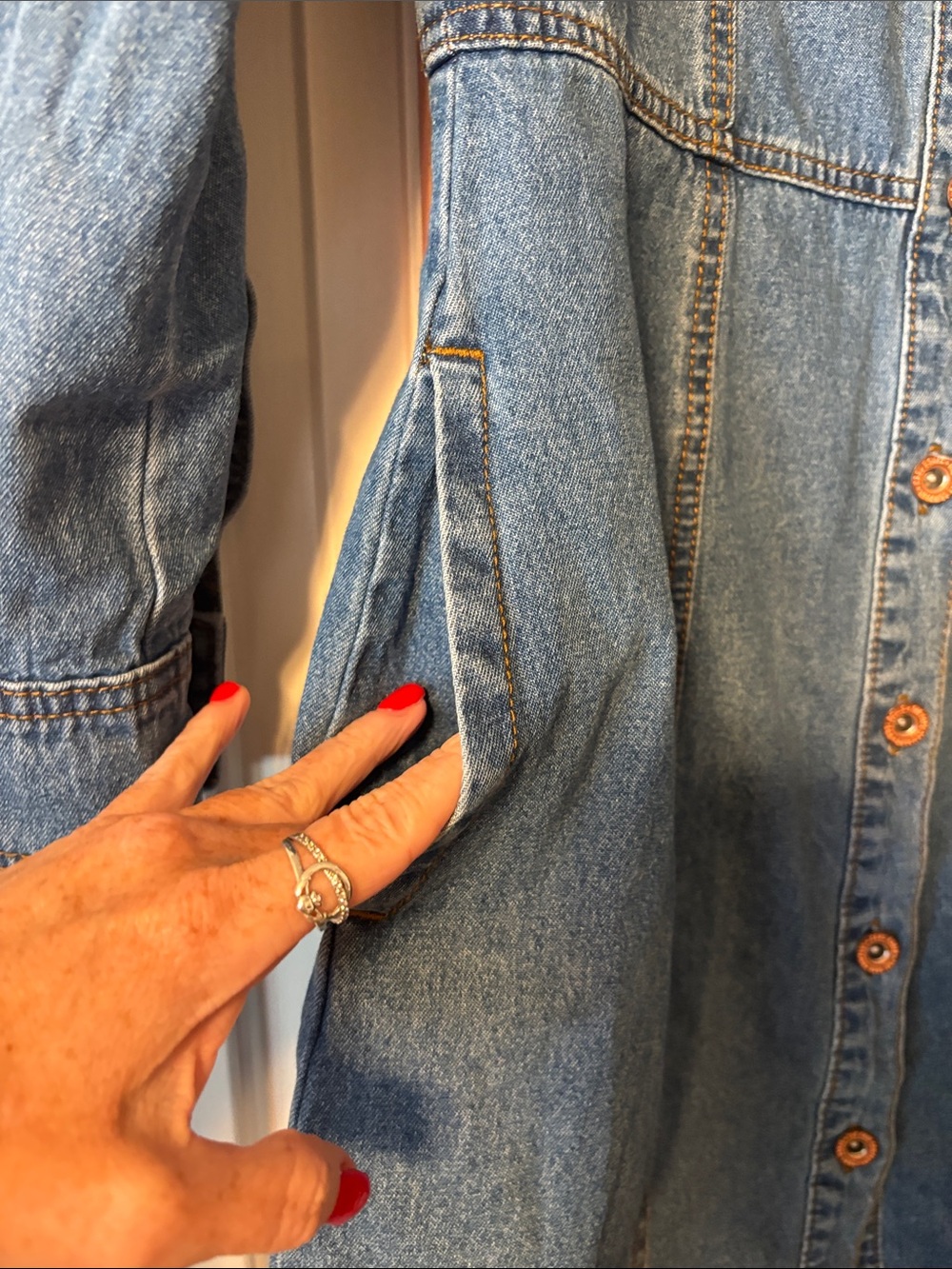 Frye Medium Blue Denim Long-Sleeve Shirt Dress - Picture 4 of 8